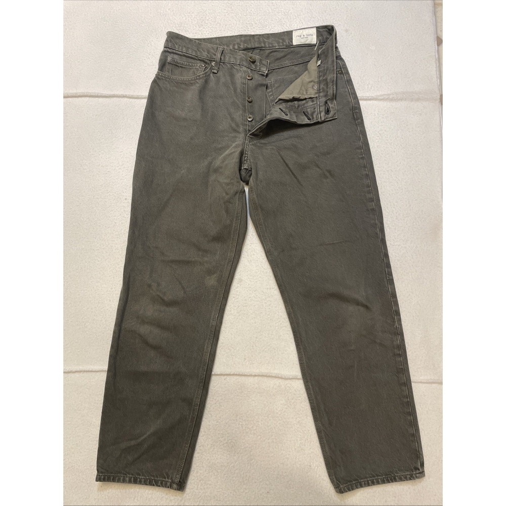 Rag & Bone Jeans Men's Size 31 Stretch Denim Green Button Fly Moss Cotton